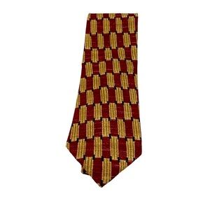 Andrew Fezza Red and Tan Rectangle Design Necktie.